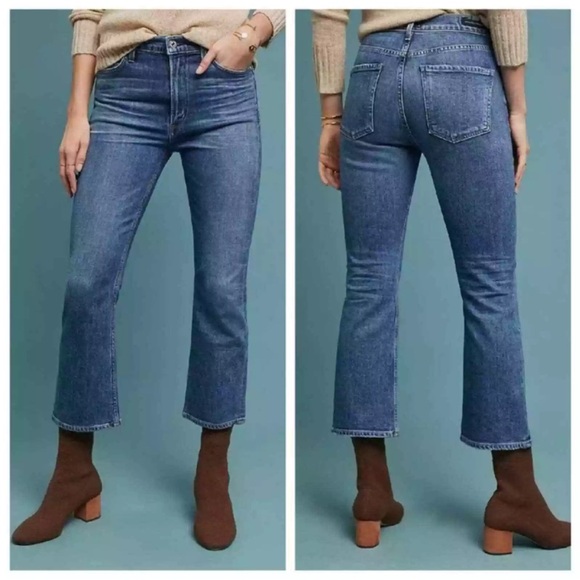 CITIZENS OF HUMANITY Demy Cropped Flare Jeans Solo Stretch Cotton - Picture 1 of 10